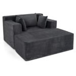 Modulinė grindų sofa patogi su pufu ir pagalvėmis (Pilka)