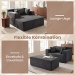 Modulinė grindų sofa patogi su pufu ir pagalvėmis (Pilka) – Paveikslėlis 3