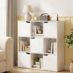 Modulinė knygų lentyna su 9 skyriais ir 5 durelėmis (Balta) – Paveikslėlis 2