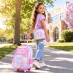 Mokyklinė kuprinė su ratukais vienaragiu ir 3 dalių komplektu (Daugiaspalvė) – Paveikslėlis 2