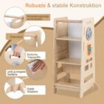 Montessori mokymosi bokštelis reguliuojamo aukščio 4 viename (Natūrali) – Paveikslėlis 2