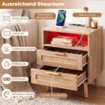 Naktinis staliukas su integruota įkrovimo stotele ir LED apšvietimu (Natūrali) – Paveikslėlis 4