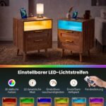 Naktinis staliukas su integruota įkrovimo stotele ir LED apšvietimu (Natūrali) – Paveikslėlis 5
