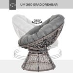Papasano krėslas iš rotango, su 360° pasukimu ir minkšta pagalve – Paveikslėlis 4