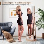 Papuošalų spintelė 360° besisukanti veidrodinė su viso kūno veidrodžiu (Natūrali) – Paveikslėlis 5
