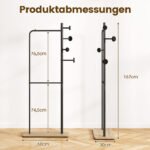 Pastatoma metalinė drabužių kabykla su dviem strypais ir batų lentyna (Juoda) – Paveikslėlis 2