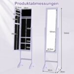 Pastatoma papuošalų spintelė su viso ūgio veidrodžiu (Violetinė) – Paveikslėlis 2