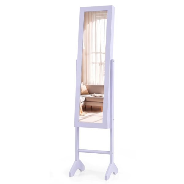 Pastatoma papuošalų spintelė su viso ūgio veidrodžiu (Violetinė)
