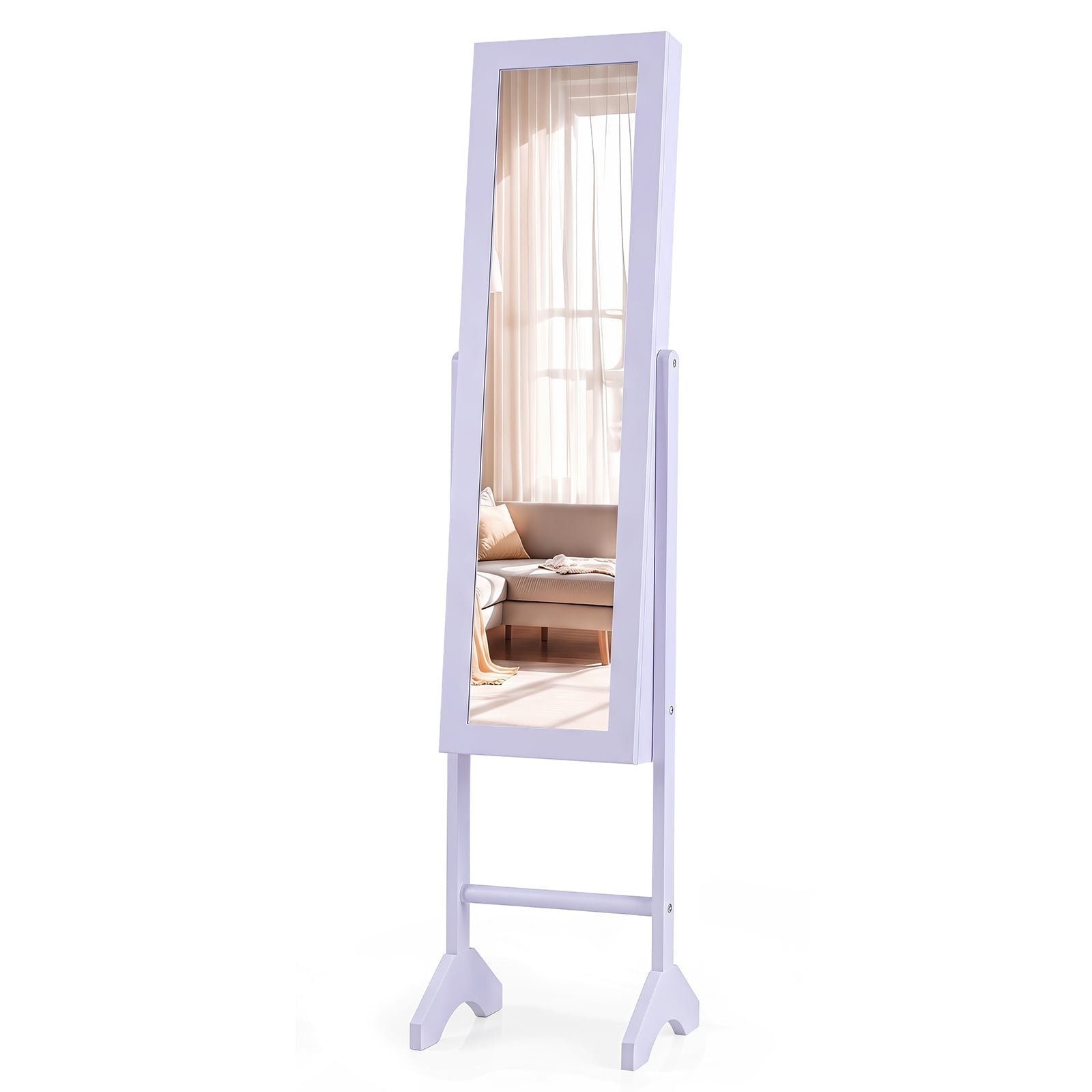 Pastatoma papuošalų spintelė su viso ūgio veidrodžiu (Violetinė) Pastatoma papuošalų spintelė su viso ūgio veidrodžiu (Violetinė)