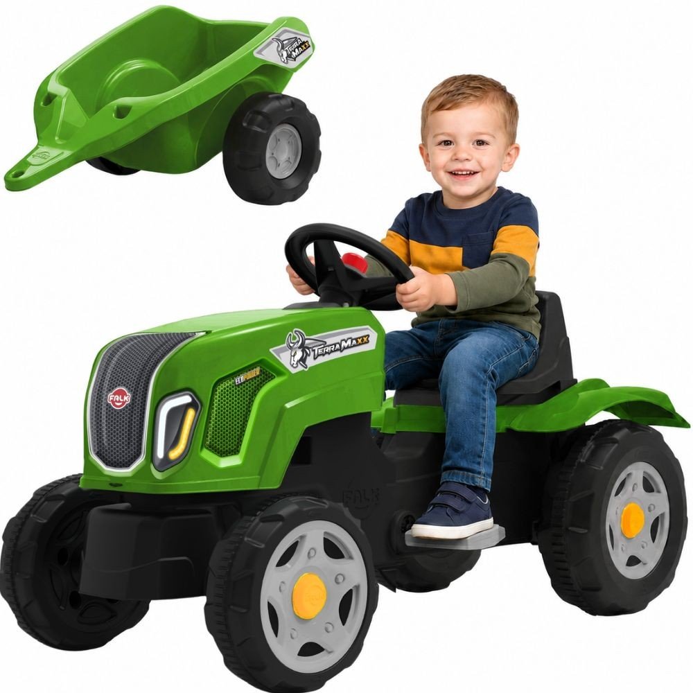 Pedalinis traktorius Claas Terra Maxx su priekaba ir atidaromu variklio dangčiu
