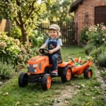 Pedalinis traktorius Kubota su priekaba ir atidaromu variklio gaubtu – Paveikslėlis 4