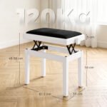 Pianino suoliukas reguliuojamo aukščio su paminkštinta aksomine sėdyne – Paveikslėlis 3