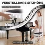 Pianino suoliukas reguliuojamo aukščio su paminkštinta aksomine sėdyne – Paveikslėlis 4