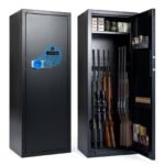 Plieninis seifas 6 ginklams su elektroniniu užraktu ir dviguba apsaugos sistema (Juoda)