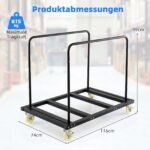 Pramoninis platforminis vežimėlis su reguliuojamais atraminiais strypais ir stabdžiais (Juoda) – Paveikslėlis 2