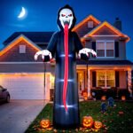 Pripučiamas Helovino skeletas su LED apšvietimu 310 cm aukščio – Paveikslėlis 4
