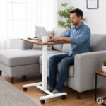 Reguliuojamas mobilus darbo stalas 71x48 cm su rudu stalviršiu – Paveikslėlis 3