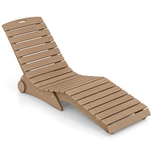 Saulės gultas ergonomiškas S formos iš atsparaus HDPE su ratukais (Ruda)