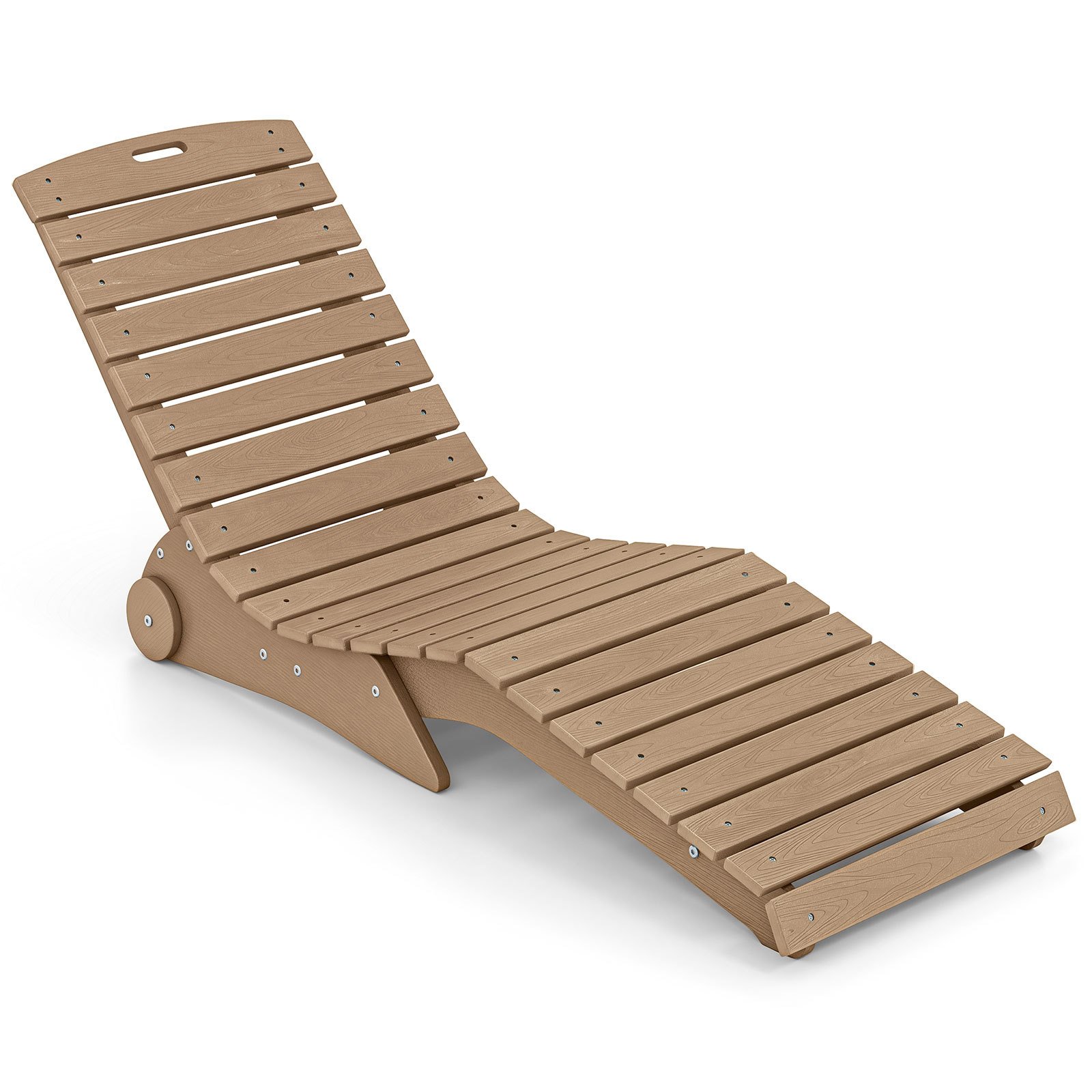 Saulės gultas ergonomiškas S formos iš atsparaus HDPE su ratukais (Ruda)