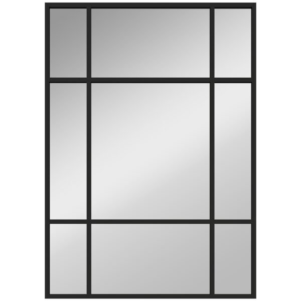Sieninis dekoratyvinis veidrodis su metaliniu rėmu ir juostuotu raštu 50x70 cm