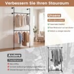 Sieninis drabužių stovas dvigubas metalinis (Juoda) – Paveikslėlis 5