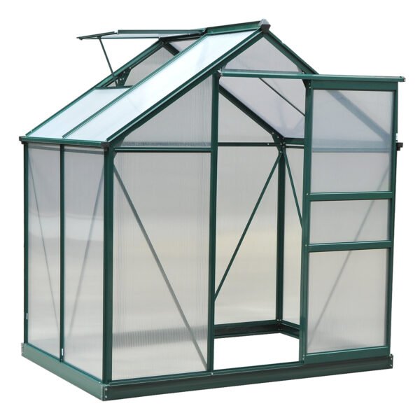 Gewächshaus mit Dachfenster Aluminium Treibhaus 190 cm x 132 cm x 201 cm Grün + Transparent