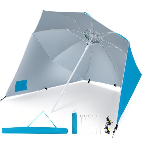 Skėtis-palapinė paplūdimiui universalus du viename su UV apsauga Ø 195 cm (Turkio)