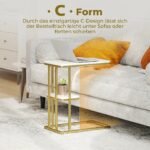 Šoninis staliukas C formos, siauras, stumdomas po sofa, su 2 lentynomis – Paveikslėlis 4