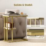 Šoninis staliukas C formos, siauras, stumdomas po sofa, su 2 lentynomis – Paveikslėlis 7