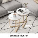 Šoninių staliukų komplektas, modernūs, sujungiami, marmuro imitacijos stalviršiais – Paveikslėlis 5