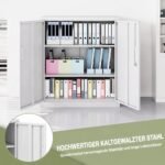 Spintelė metalinė dvidurė rakinama su reguliuojamomis lentynomis (Balta) – Paveikslėlis 4