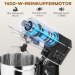 Stalinis plaktuvas su pakeliama galva, 7 l nerūdijančio plieno dubeniu ir 1400 W – Paveikslėlis 4