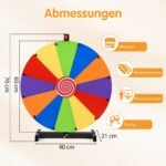 Stalo lošimo ratas 60 cm skersmens su 12 perrašomų laukelių (Daugiaspalvis) – Paveikslėlis 2