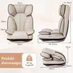Sulankstomas grindų krėslas su 6 padėčių atlošu ir 360° sukimu (Smėlio) – Paveikslėlis 2