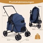 Sulankstomas gyvūnų vežimėlis su reguliuojamu stogeliu ir stabdžiais (Tamsiai mėlyna) – Paveikslėlis 2