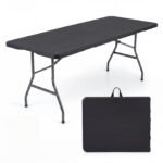 Sulankstomas lauko stalas su HDPE stalviršiu 180 x 74 cm (Juoda)