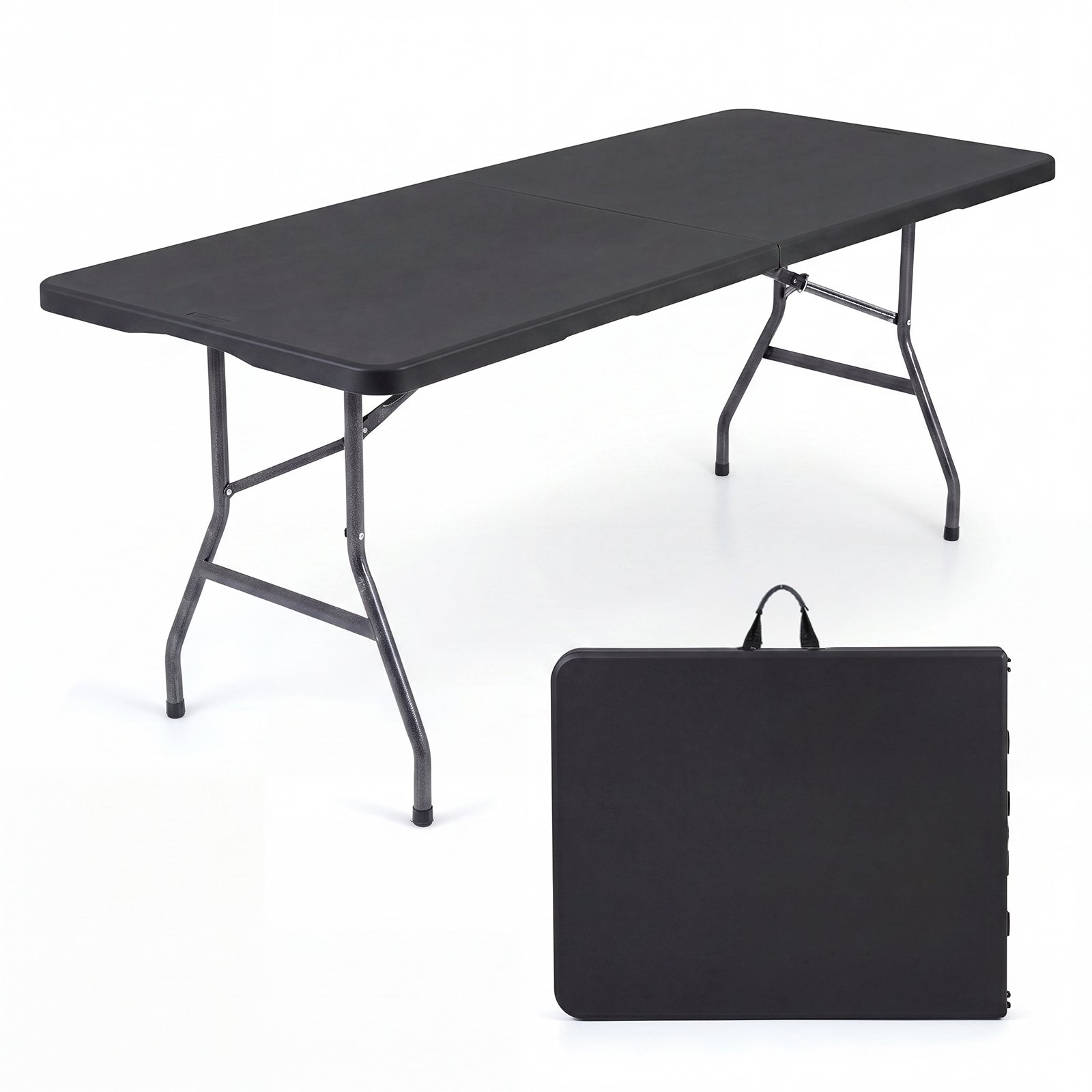 Sulankstomas lauko stalas su HDPE stalviršiu 180 x 74 cm (Juoda) Sulankstomas lauko stalas su HDPE stalviršiu 180 x 74 cm (Juoda)