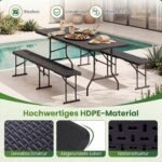 Sulankstomas sodo stalas su tvirtu HDPE stalviršiu (Juoda) – Paveikslėlis 3