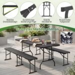 Sulankstomas sodo stalas su tvirtu HDPE stalviršiu (Juoda) – Paveikslėlis 4