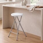 Sulankstomi baro suoliukai su patvaria HDPE sėdyne (2 vnt) (Balta) – Paveikslėlis 3