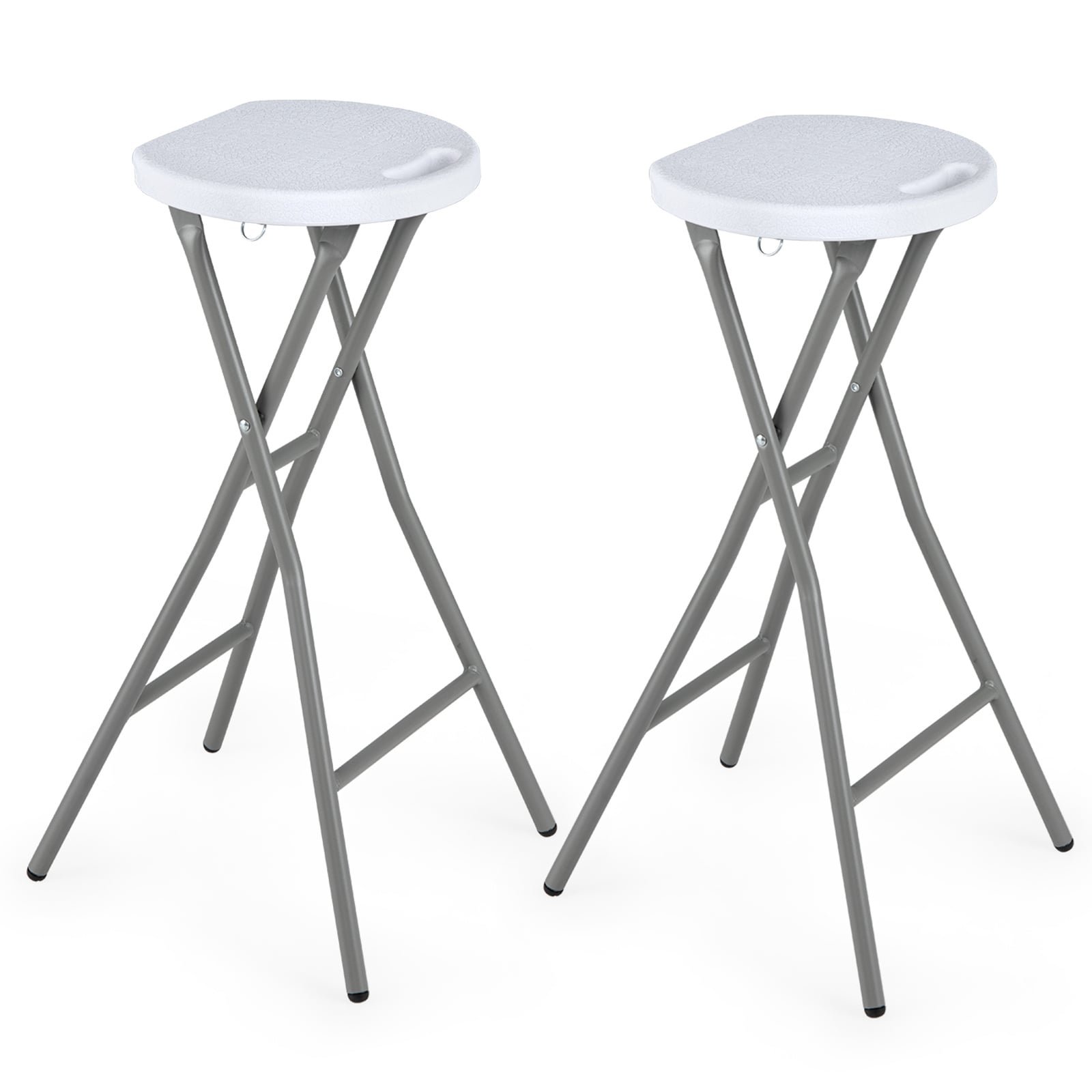 Sulankstomi baro suoliukai su patvaria HDPE sėdyne (2 vnt) (Balta) Sulankstomi baro suoliukai su patvaria HDPE sėdyne (2 vnt) (Balta)