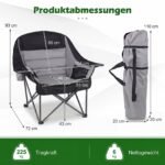 Sulankstomų kempingo kėdžių komplektas dvigubas su paminkštinimu ir gėrimų laikikliu (Pilka) – Paveikslėlis 2