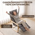 Supamasis fotelis su integruota kojų atrama ir lino imitacijos audiniu – Paveikslėlis 7