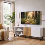 TV spintelė iki 55 colių, su reguliuojamomis lentynomis – Paveikslėlis 9