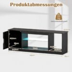 Televizoriaus staliukas elegantiškas su erdviomis lentynomis ir LED apšvietimu (Juoda) – Paveikslėlis 2