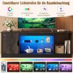 Televizoriaus staliukas elegantiškas su erdviomis lentynomis ir LED apšvietimu (Juoda) – Paveikslėlis 3