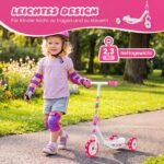 Triratis tvirtas paspirtukas su šviečiančiais LED ratukais (Rožinė) – Paveikslėlis 4