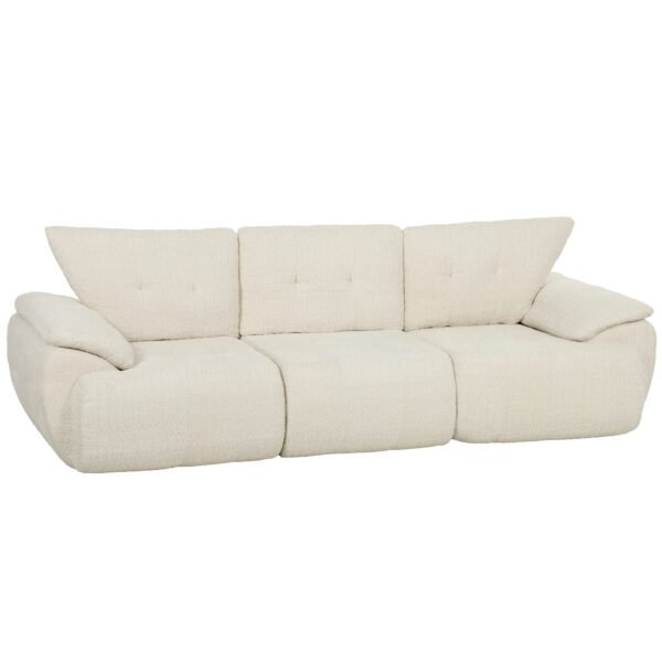 Trivietė modulinė šenilo sofa su giliomis sėdynėmis ir plačiais porankiais