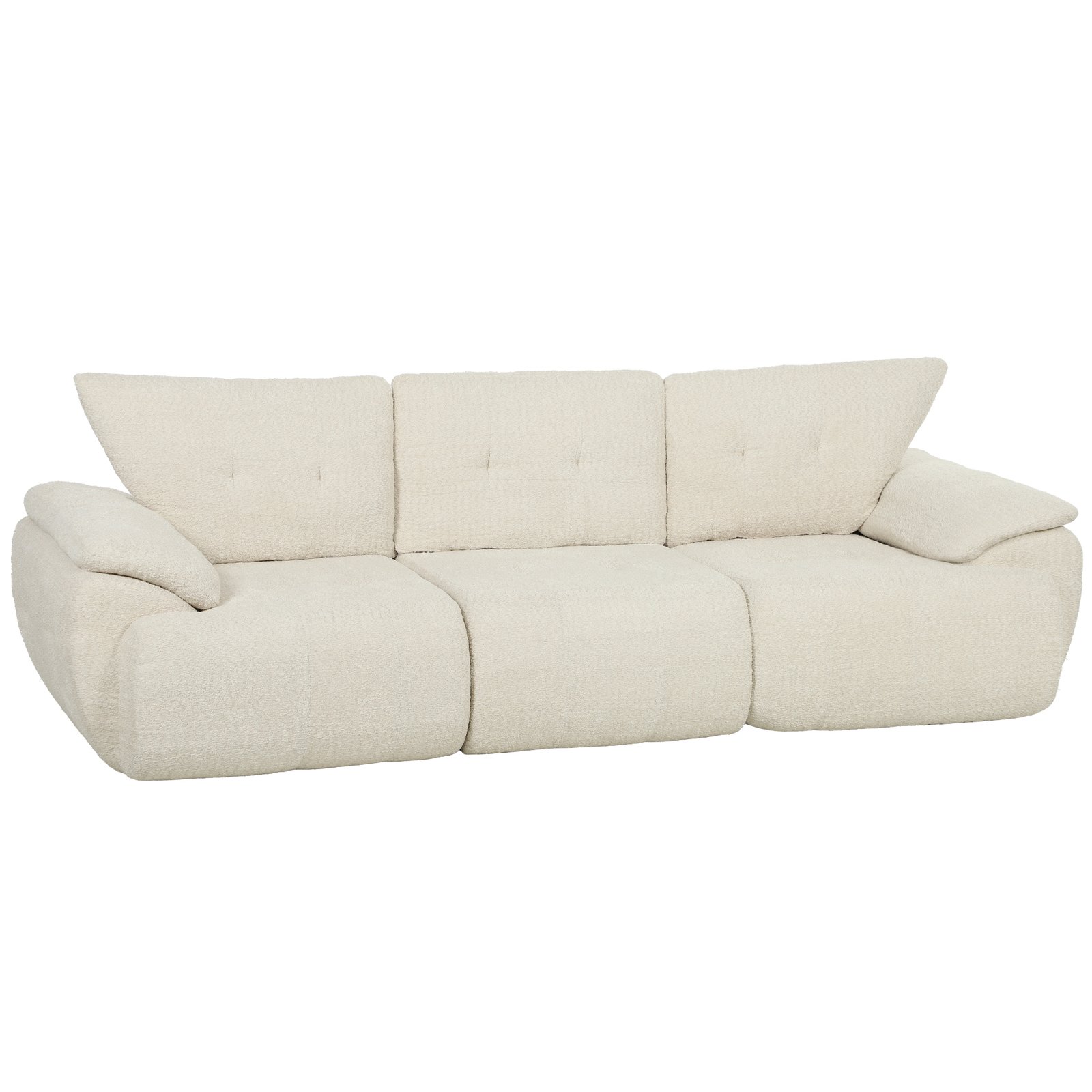 Trivietė modulinė šenilo sofa su giliomis sėdynėmis ir plačiais porankiais