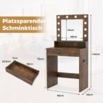 Tualetinis staliukas su integruotu veidrodžiu ir reguliuojamu LED apšvietimu (Kaimiška ruda) – Paveikslėlis 2